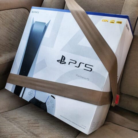 PS5 on the car seat