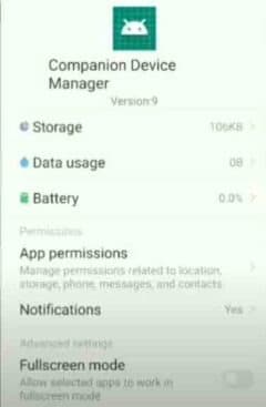 Companion Device Manager app on android
