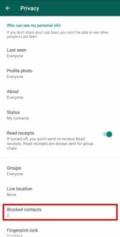 How to See Blocked Numbers on Android whatsapp