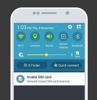 Invalid SIM Card Android notification on Samsung device
