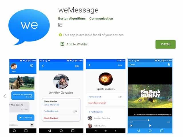 WeMessage app on playstore