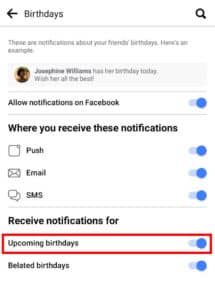 Remove birthdays in your Facebook app